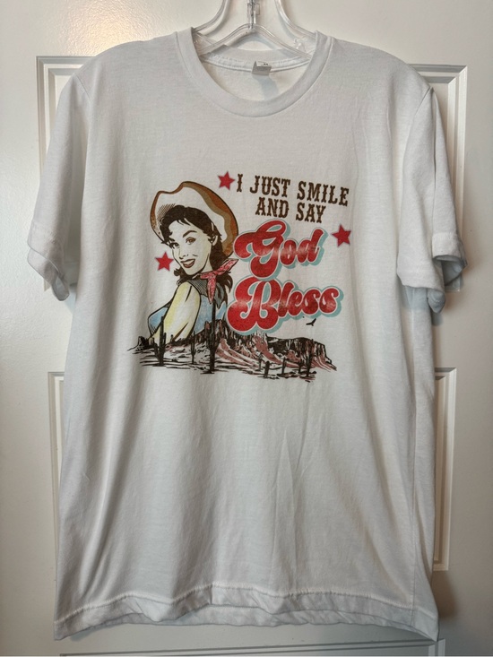 Source Unknown Tops - I Just Smile and Say God Bless Western Graphic Tee Cowgirl Desert Shirt